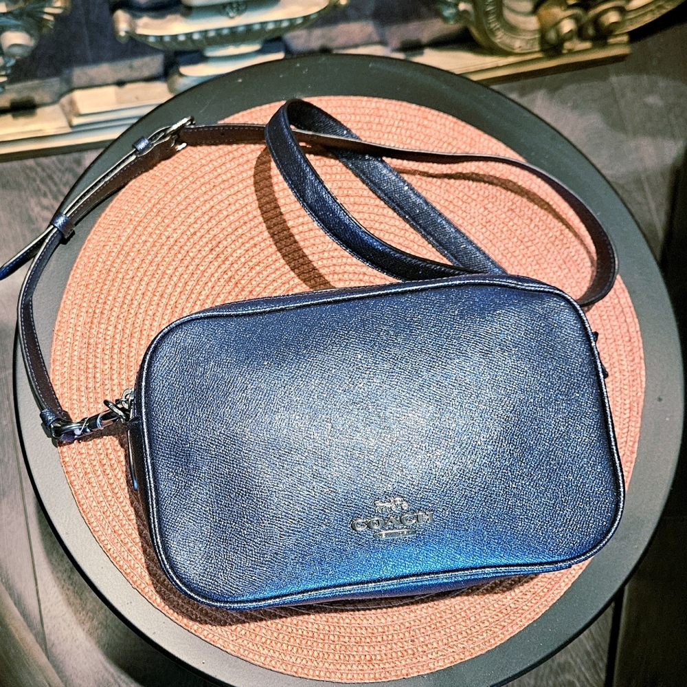 Coach Galaxy Jes QB Cadet Glitter crossbody Bag Limited Edition Blue Stardust